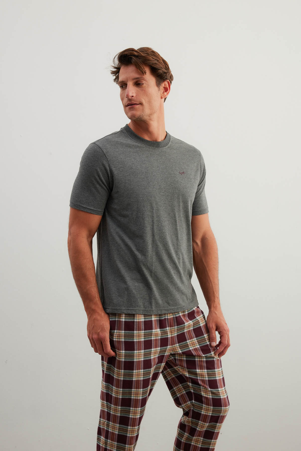 Erkek Pamuklu Kısa Kollu Pijama Üstü